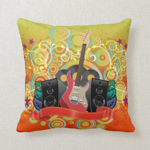 Almofada guitarra e auto-falante com fundo funky