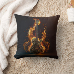 Almofada Guitarra elétrica em chamas