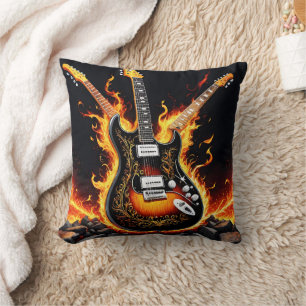 Almofada Guitarras elétricas explodiram em chamas de fogo n