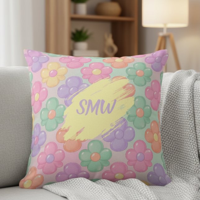 Almofada Gummy Candy Floral Personalized Throw Pillow (Gummy Candy Floral Personalized Throw Pillow)