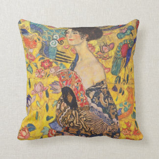 Almofada Gustav Klimt Lady com fã Travesseiro decorativo Vi
