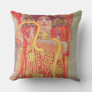 Almofada Gustav Klimt Red Woman Dourada pintura Cobra