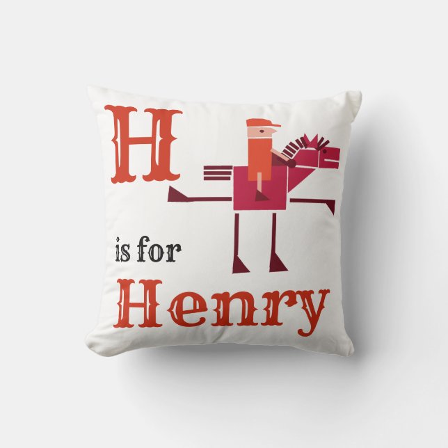 Almofada H é para Henry bebê menino  (Frente)