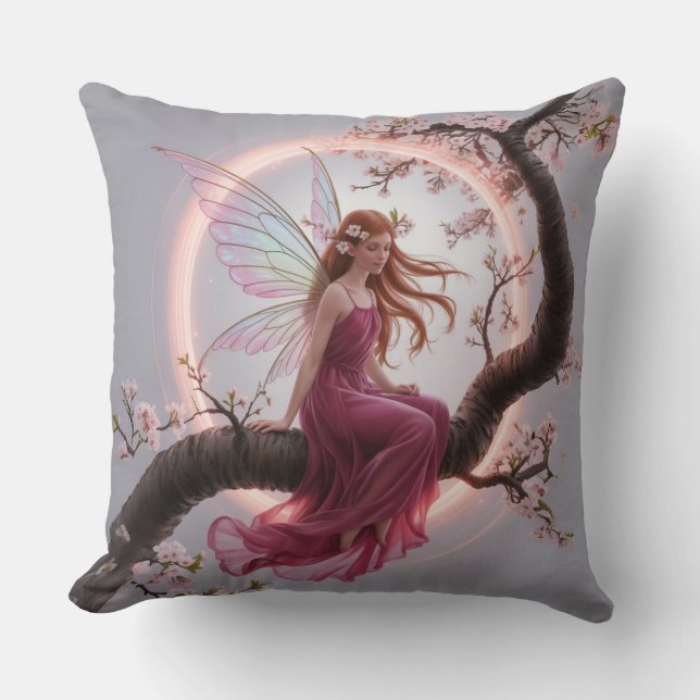 Almofada Hada mágica entre flores de cerezo – Ilustración d (Frente)