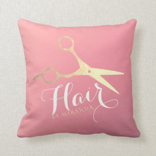Almofada Hairstylist Makeup Salon Modern Pink Tesoura Doura