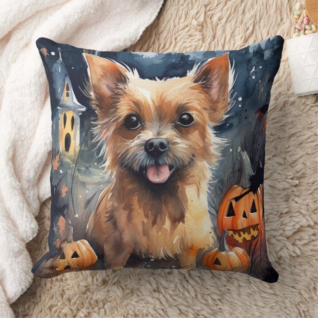 Almofada Halloween Australiano Terrier With Pumpkins Scary (Cobertor)