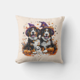 Almofada Halloween Bernese Mountain Dogs Witch Ghost