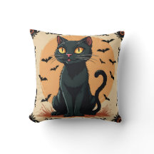 HALLOWEEN BLACK CAT COM BATS