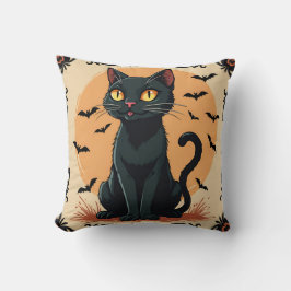 ALMOFADA HALLOWEEN BLACK CAT COM BATS