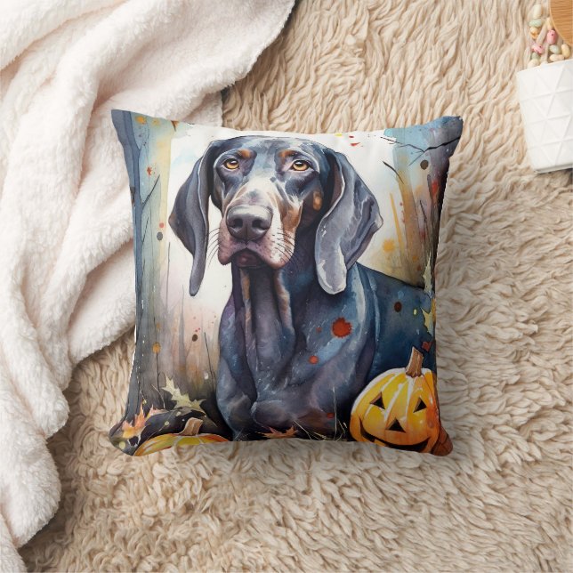 Almofada Halloween Bluetick Coonhound Com Pumpkins Assustad (Cobertor)