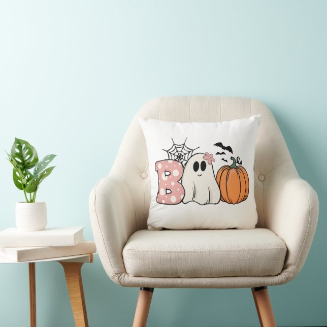 Almofada Halloween Boo Ghost Pumpkin Bats Cobweb (Cadeira)