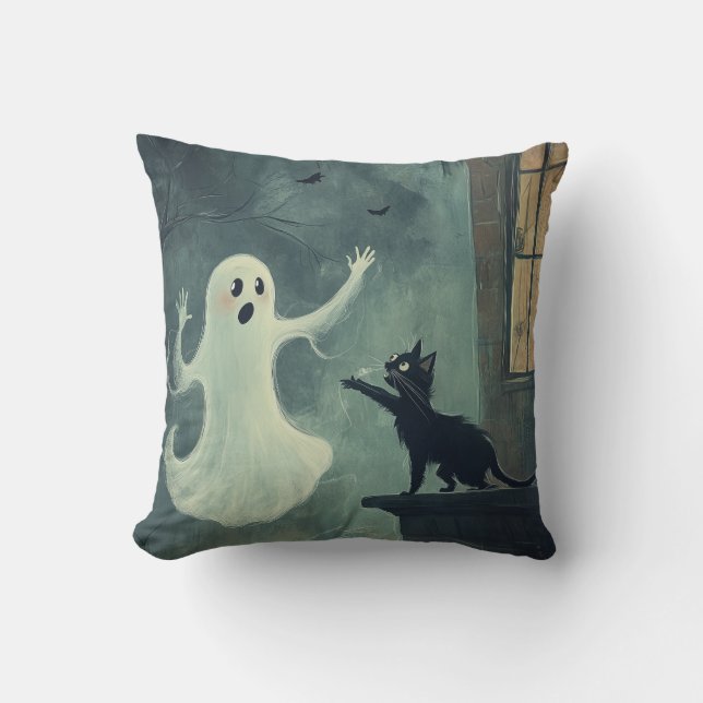 Almofada Halloween Cat e Ghost (Frente)