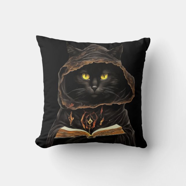 Almofada Halloween Cat Reading Preys Anatomy Spell List (Frente)