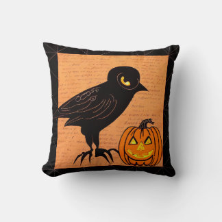 Almofada Halloween Crow e Pumpkin Nunca mais por kedoki