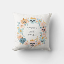 Almofada Halloween Cute Spooky Skull Pumpkin Blue Teal Pink