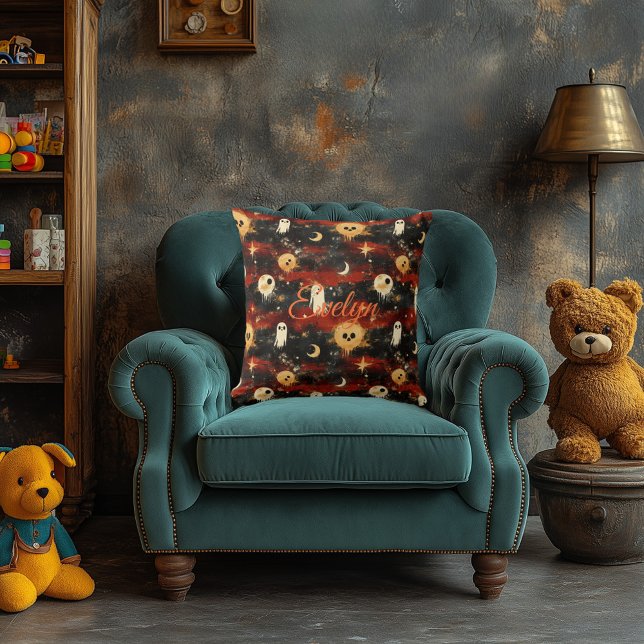 Almofada Halloween do Eclipse Assombrado com Fantasmas e Lu (Criador carregado)