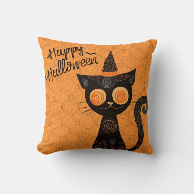Almofada Halloween/gato/abóbora/queda (Frente)