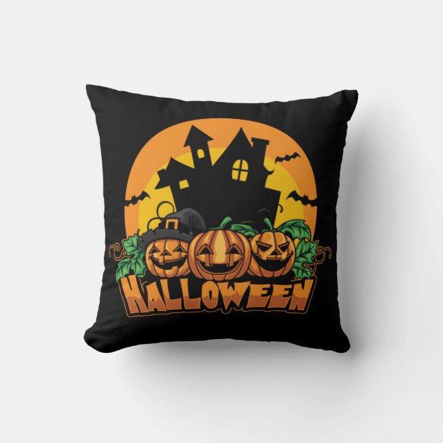 Almofada Halloween Hauneen House Pumpkins (Frente)