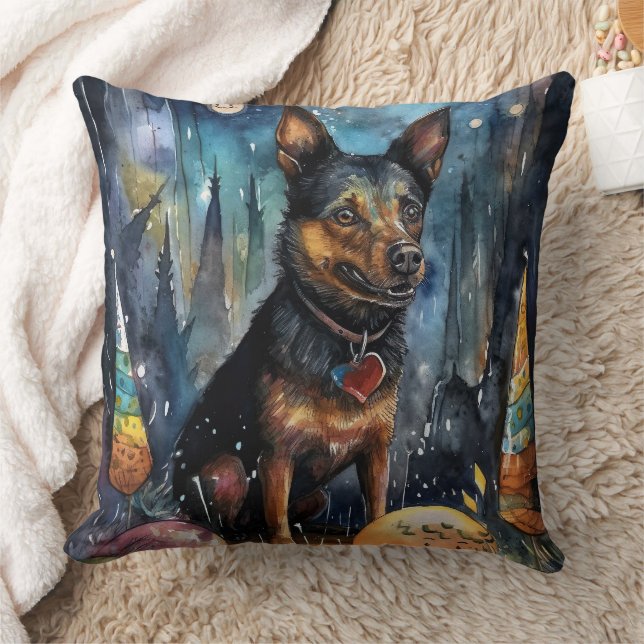 Almofada Halloween Kelpie Australiano Com Abóboras Assustad (Cobertor)