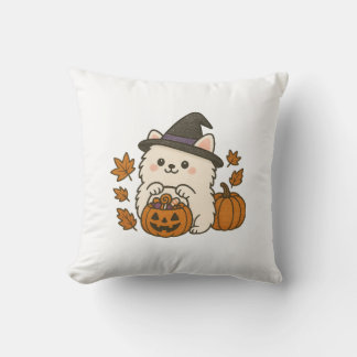 Almofada Halloween Kussen – Pomeranian met Heksenhoed