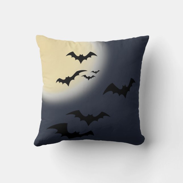 Almofada Halloween Lua Cheia Com Morcegos (Verso)