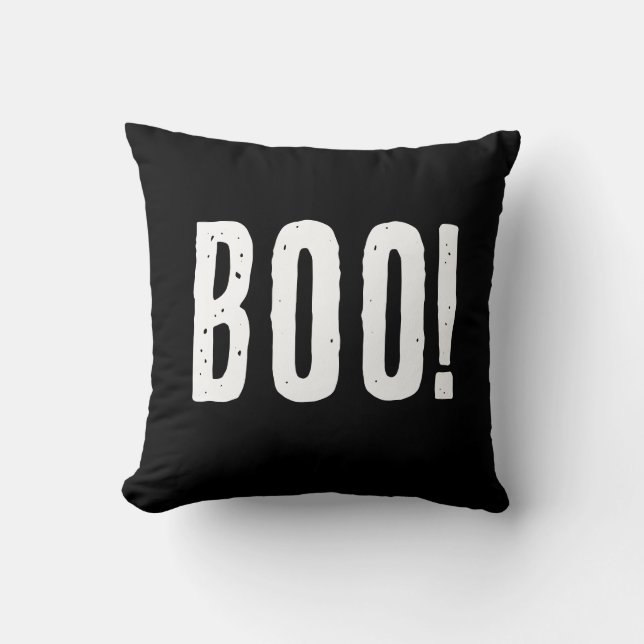 Almofada Halloween Moderno em Preto e Branco “Boo” (Frente)
