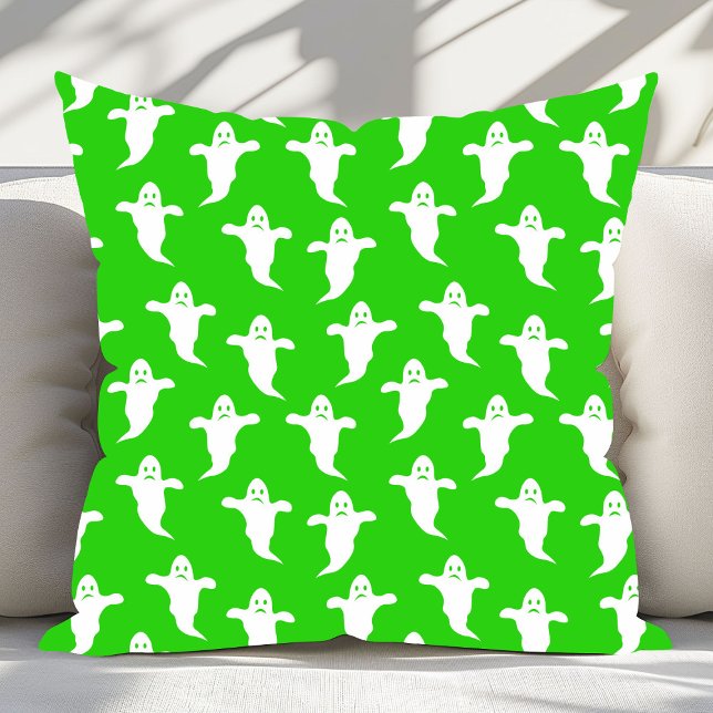 Almofada Halloween moderno, simples, verde e branco (Criador carregado)