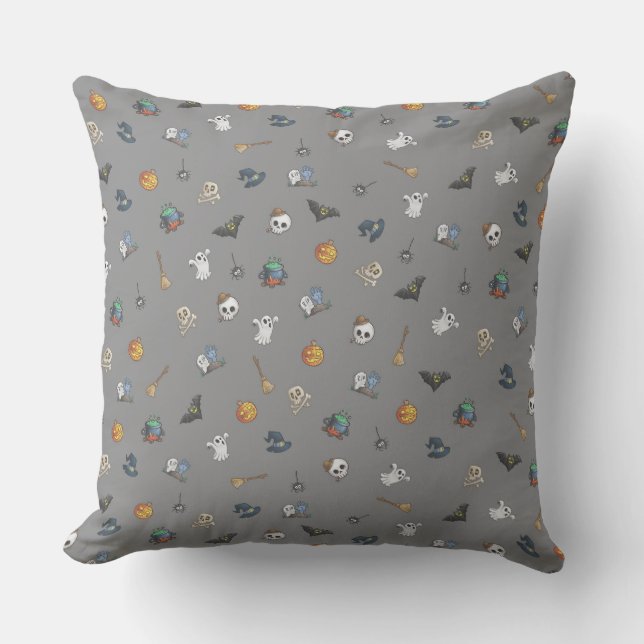 Almofada Halloween Pattern Throw Pillow (Frente)