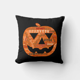 Almofada Halloween Pumpkin Jack-o'-Lanterna Palavra Negra
