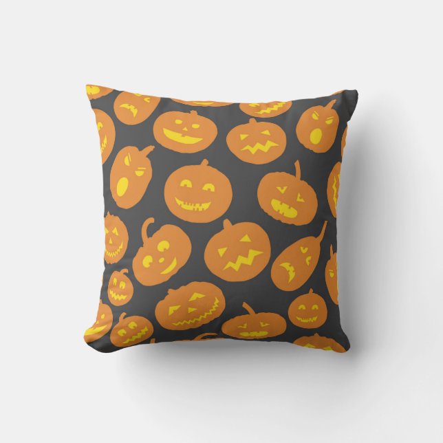 Almofada Halloween Pumpkin Orange Jack O'Lanterna (Frente)