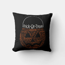 Almofada Halloween Pumpkin Typografia Orange Black