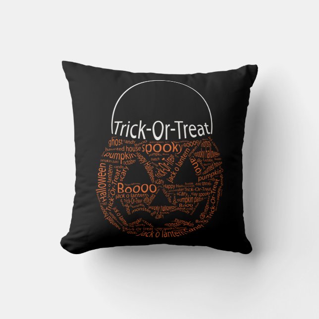 Almofada Halloween Pumpkin Typografia Orange Black (Frente)