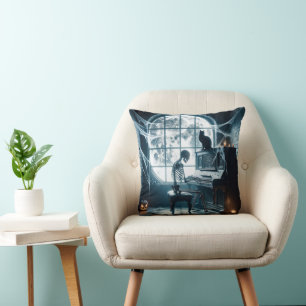 Almofada Halloween Skeleton toca Piano