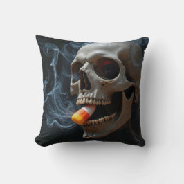 Almofada Halloween Skull Biting Candy Corn