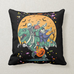 Almofada Halloween Trex Dabbing Skeleton Pumpkin Dinossauro