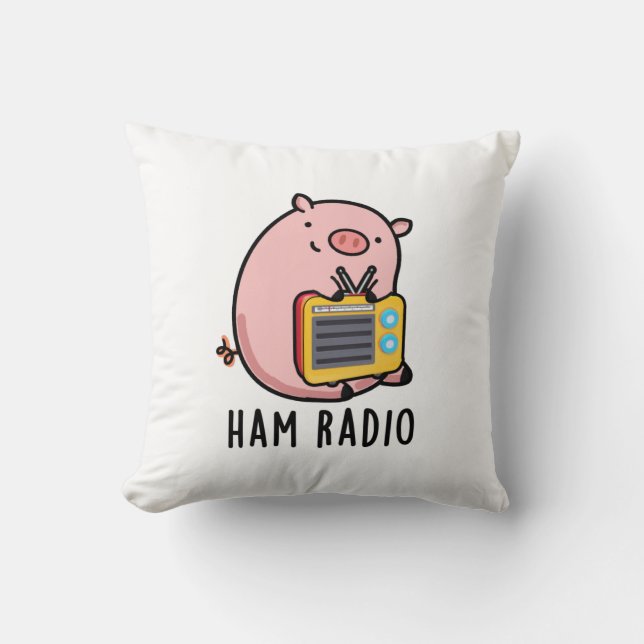 Almofada Ham Radio Funny Pig Pun (Frente)