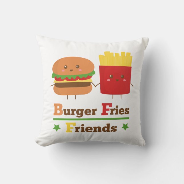 Almofada Hamburger Cartoon Frites Amigos BFF (Frente)