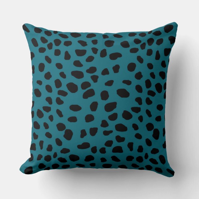Almofada HAMbyWG Tela Azul e Preto Impressão Leopardo (Frente)