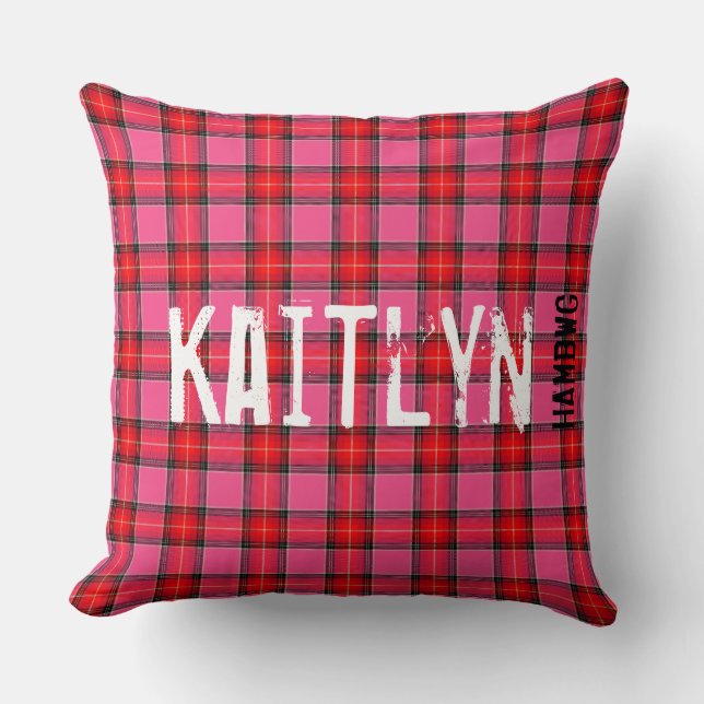 Almofada HAMbyWG - Travesseiro decorativo 20" - Xadrez Verm (Frente)