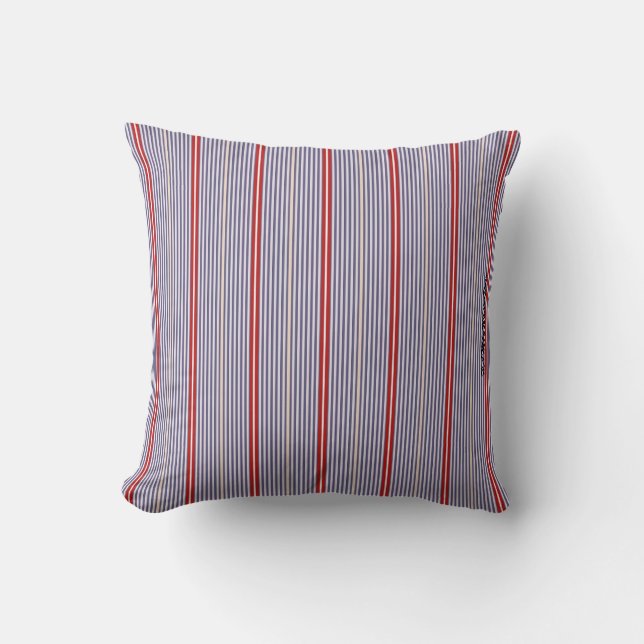 Almofada HAMbyWhiteGlove - Blue & Red Mixed Fine Stripes (Frente)