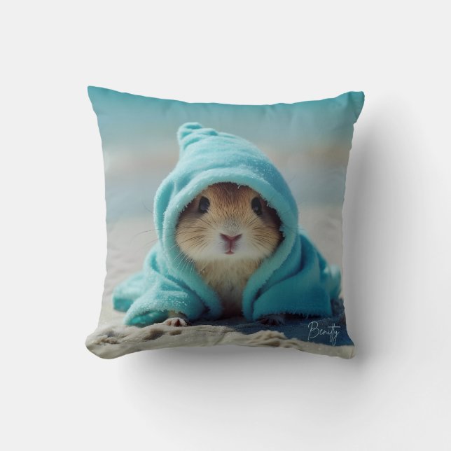 Almofada Hamster Bonito no Design de Verão Adorável na Prai (Frente)