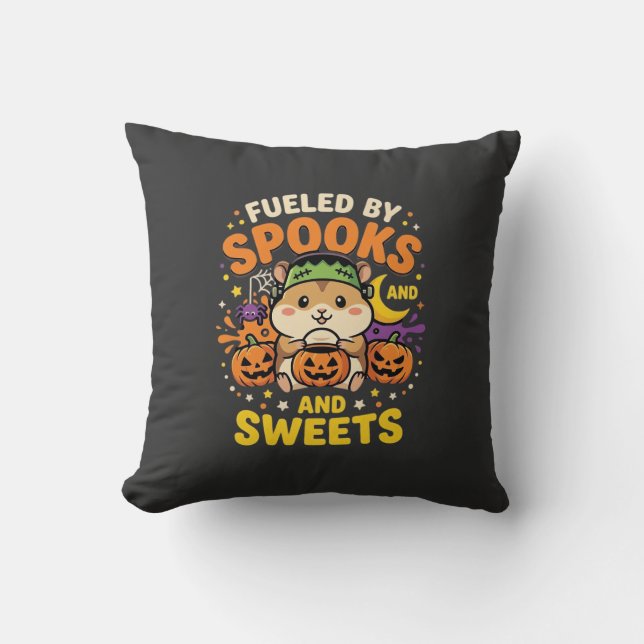 Almofada Hamster de Halloween Alimentado por Espíritos e Do (Frente)