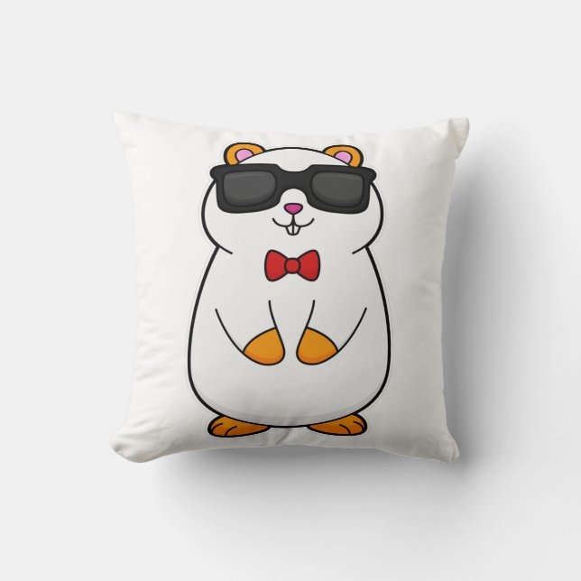 Almofada Hamster de Óculos de Sol e Gravata Borboleta (Frente)