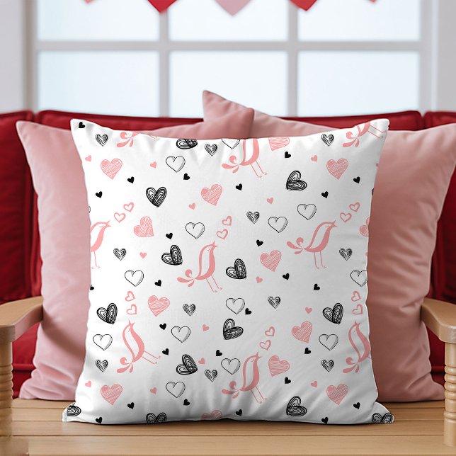 Almofada Hand Drawn Hearts Pillow Romantic Love Gift Design (Hand Drawn Hearts Pillow Romantic Love Gift Design

)