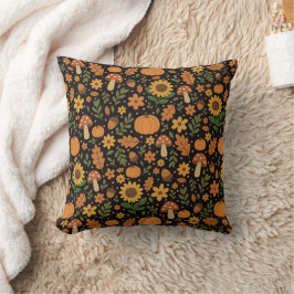 Almofada Hand Drawn Rustic Fall Pattern Throw Pillow