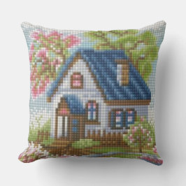 Almofada Handcrafted-Effect Mosaic Cottage Art Throw Pillow
