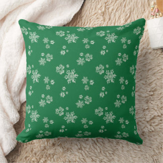 Almofada Handmade Snowflake Flurries - Bright Green & White