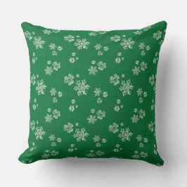 Almofada Handmade Snowflake Flurries - Bright Green & White