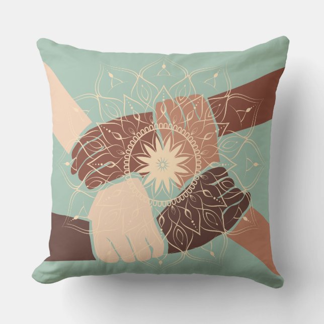Almofada Hands in Harmony with Mandala (Frente)