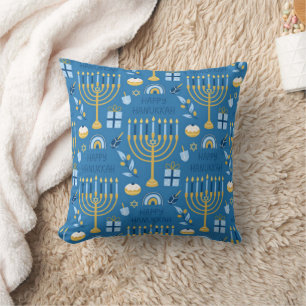 Almofada Hanukkah Menorah Blue Star do Travesseiro decorati